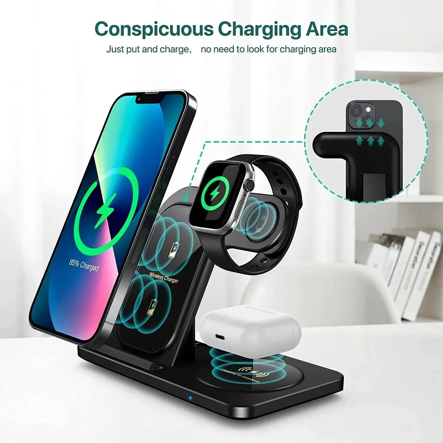 PowerHub ProCharge Station™ - Draadloze Oplader voor iPhone, Apple Watch & AirPods